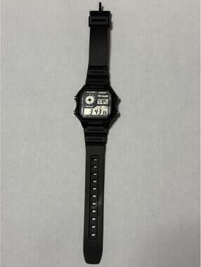 Casio AE-1200WH World Time Digital Watch Illuminator WR100M Black Tested